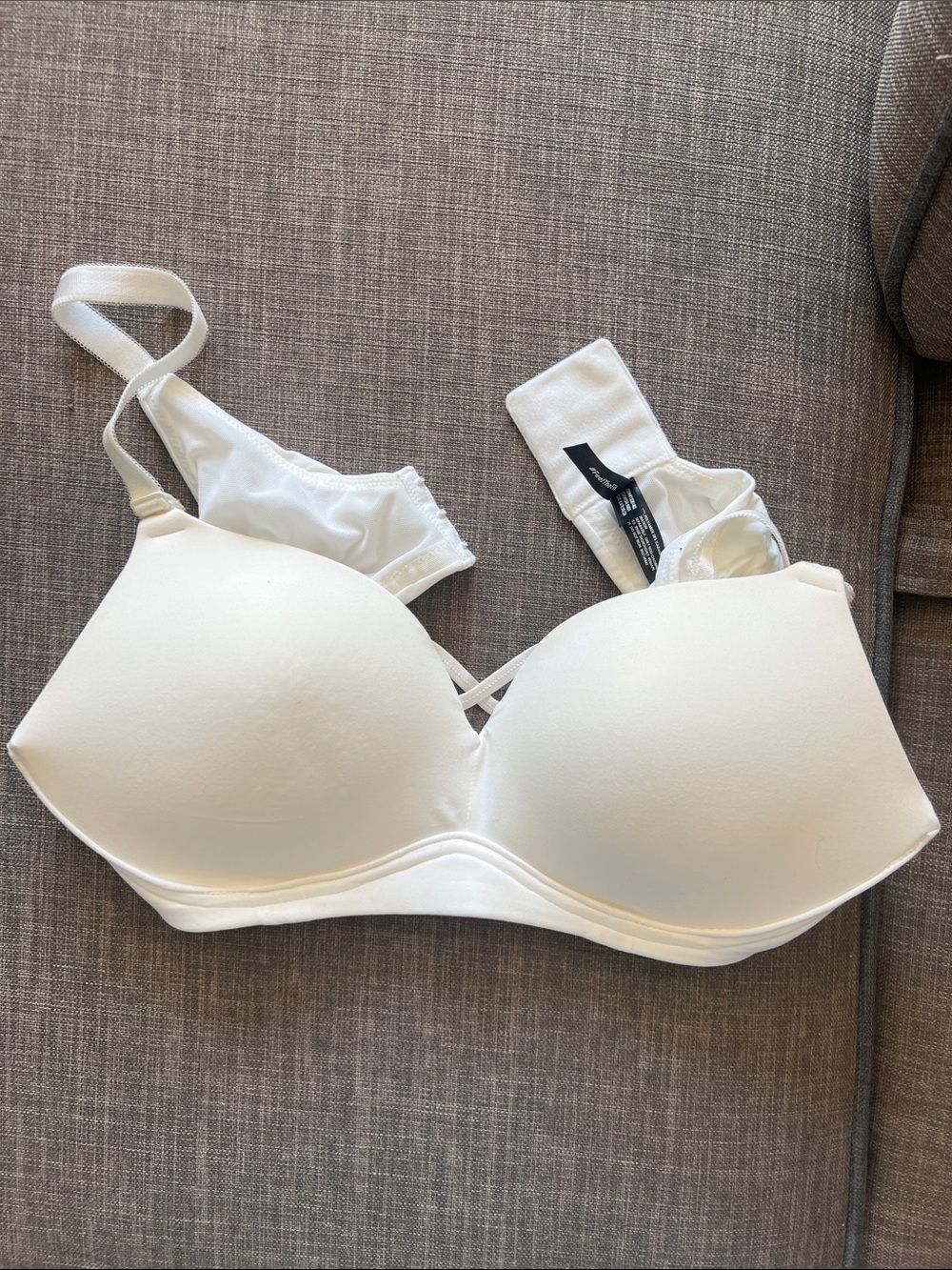 torrid Cream Padded Molded Bra with Center Crisscross